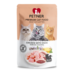 PETNER PREMIUM ADULT CAT & KITTEN KURCZAK Z KACZKĄ SASZETKA 85g